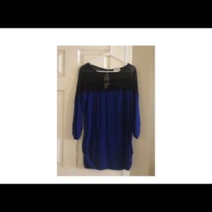 Juniors XL Royal Blue/Black Mesh Top
